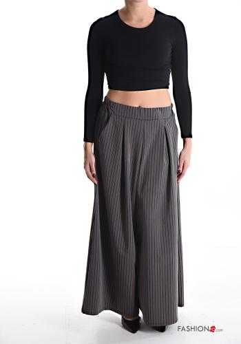 Streifenmuster wide leg Hose aus Baumwolle mit Taschen mit gummizug - ph 5