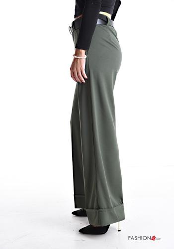 wide leg Hose mit Gürtel mit gummizug mit Taschen - ph 3