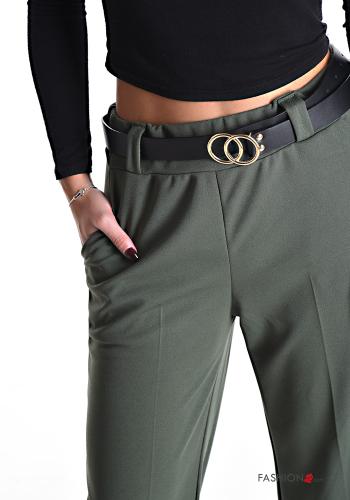wide leg Hose mit Gürtel mit gummizug mit Taschen - ph 4