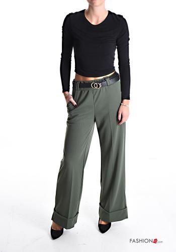 wide leg Hose mit Gürtel mit gummizug mit Taschen - ph 5