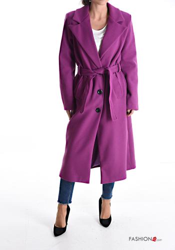 Coat with lining with pockets with belt with buttons - ph 1