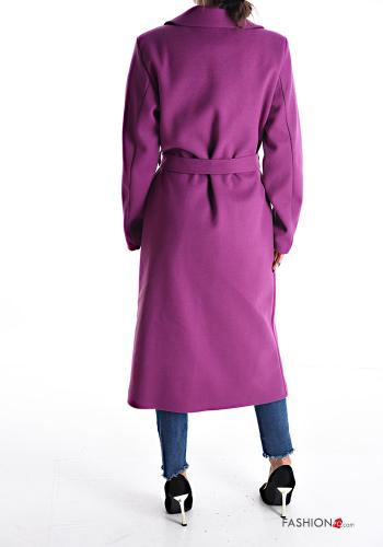 Coat with lining with pockets with belt with buttons - ph 2