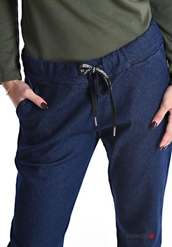 Pantalone in Cotone denim con elastico con tasche con coulisse - ph 4