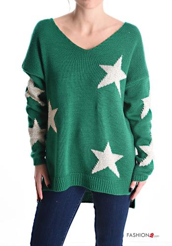 Maglione lurex Fantasia astrale scollo a V