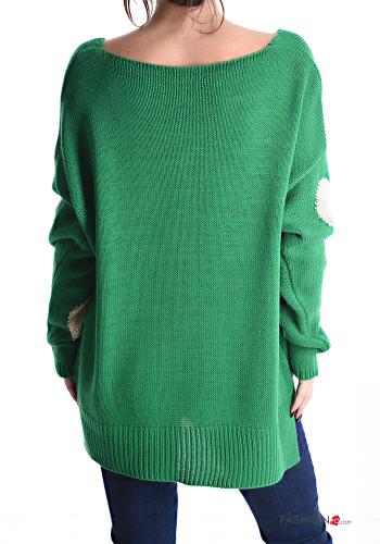 Herzmuster Lurex Strickpullover mit V-Ausschnitt - ph 2