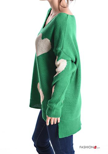 Herzmuster Lurex Strickpullover mit V-Ausschnitt - ph 3
