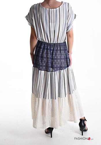 Abito in Cotone lungo lurex maniche corte con balze scollo a V - ph 2