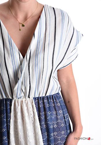 Abito in Cotone lungo lurex maniche corte con balze scollo a V - ph 4