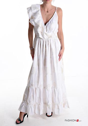 Abito lurex regolabile Fantasia paisley con balze scollo a V - ph 1