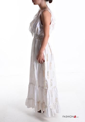 Abito lurex regolabile Fantasia paisley con balze scollo a V - ph 3
