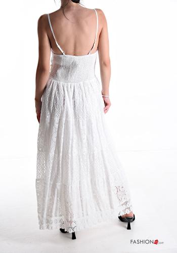 Robe en Coton détail dentelle de plage ajustable à broderie à col en V - ph 2