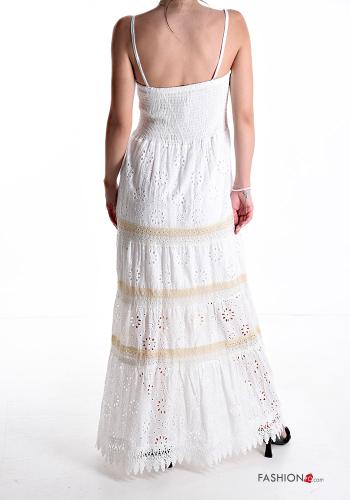 Embroidered long Cotton Dress with flounces broderie anglaise - ph 2