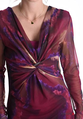 Abito lungo tulle maniche extra lunghe scollo a V con fodera - ph 4