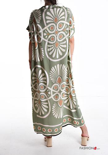 Batik Muster kurze ärmel lange maxi Kleid mit V-Ausschnitt - ph 2