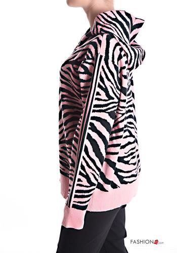 Cardigan Fantasia animalier con zip con tasche con cappuccio - ph 3