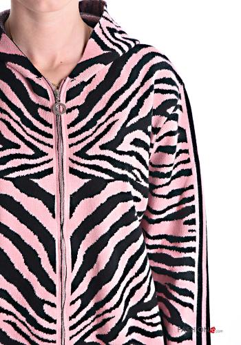Cardigan Fantasia animalier con zip con tasche con cappuccio - ph 4