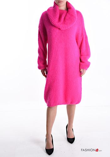 long sleeve knee-length Mohair Dress Rollneck