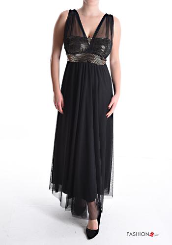Abito lungo tulle senza maniche scollo a V - ph 1