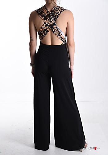 flared backless high waist Jumpsuit with knot plunging neckline - ph 2