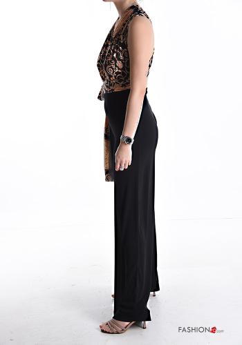 flared backless high waist Jumpsuit with knot plunging neckline - ph 3