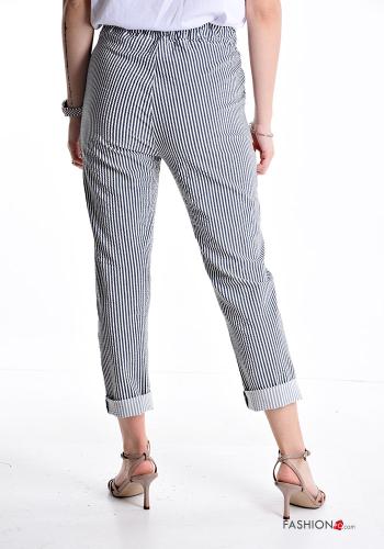 Streifenmuster Hose mit Taschen mit kordelzug - ph 2