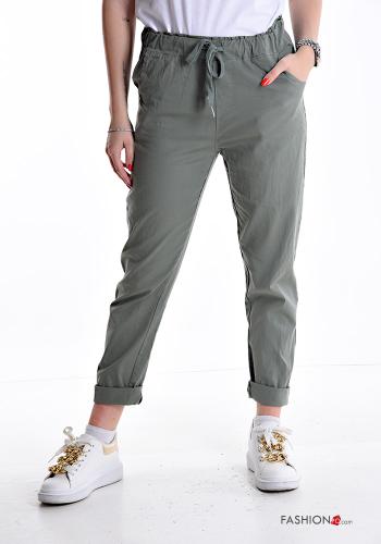 Pantalone in Cotone con tasche con coulisse - ph 1