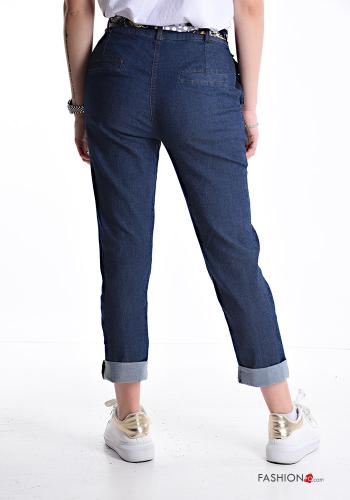 Cotton Trousers with pockets with fabric belt with zip - ph 2