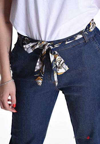 Cotton Trousers with pockets with fabric belt with zip - ph 4