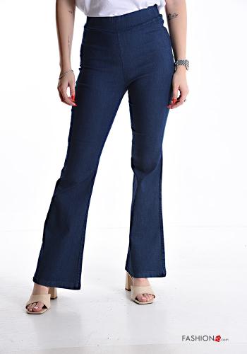 Pantalone in Cotone denim a zampa con elastico - ph 1