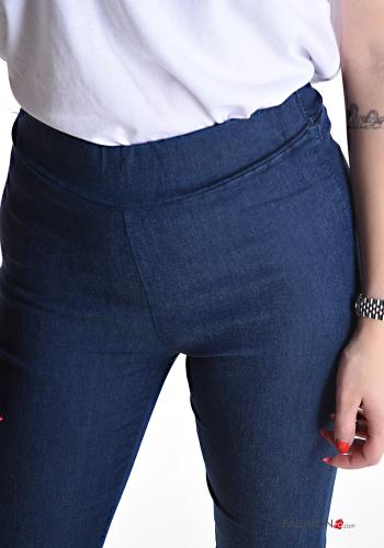 Pantalone in Cotone denim a zampa con elastico - ph 4