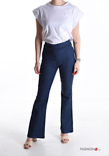 Pantalone in Cotone denim a zampa con elastico - ph 5
