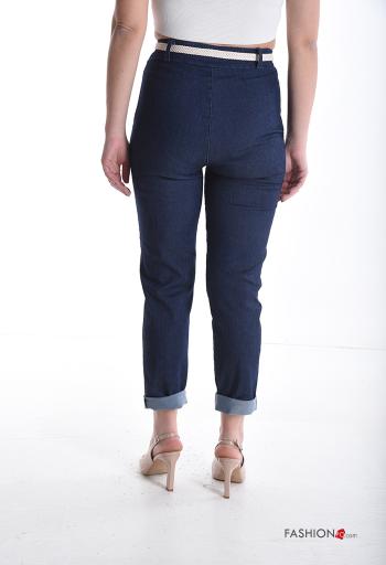 Pantalon en Coton taille haute skinny avec ceinture avec élastique - ph 2