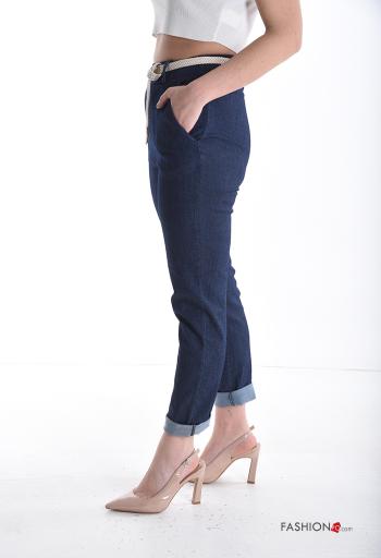 Pantalon en Coton taille haute skinny avec ceinture avec élastique - ph 3