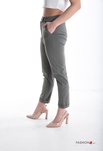 Pantalon en Coton skinny à boutons avec poches - ph 3