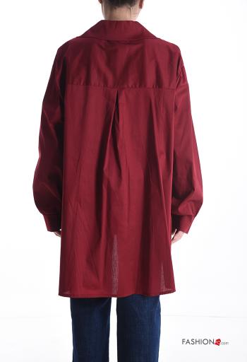 Camicia in Cotone con colletto oversize maniche lunghe con bottoni - ph 2