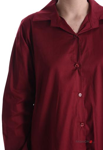 Camicia in Cotone con colletto oversize maniche lunghe con bottoni - ph 4