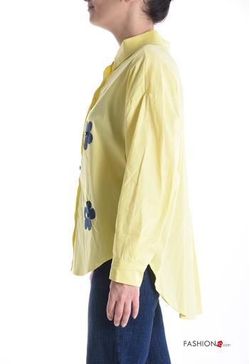 Camicia in Cotone maniche lunghe con colletto Fantasia floreale con bottoni - ph 3