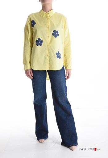 Camicia in Cotone maniche lunghe con colletto Fantasia floreale con bottoni - ph 5