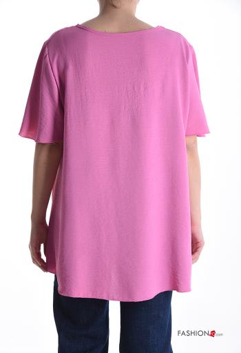 Blusa maniche corte girocollo con strass - ph 2