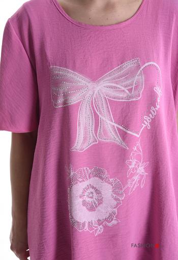 Blusa maniche corte girocollo con strass - ph 4