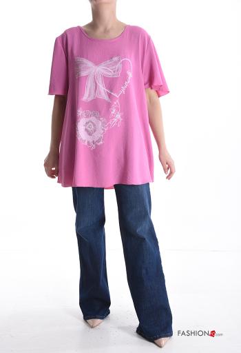 Blusa maniche corte girocollo con strass - ph 5