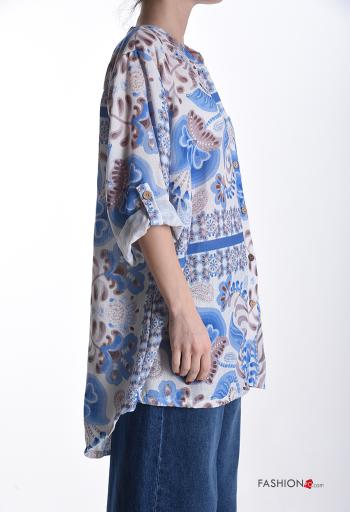 Camicia girocollo Fantasia mista con bottoni maniche a tre quarti - ph 3