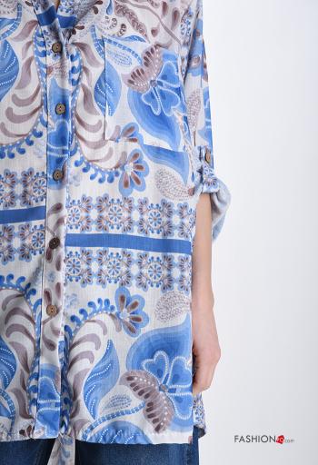 Camicia girocollo Fantasia mista con bottoni maniche a tre quarti - ph 4