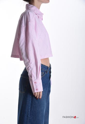 Camicia corto maniche lunghe con colletto con bottoni con strass - ph 3