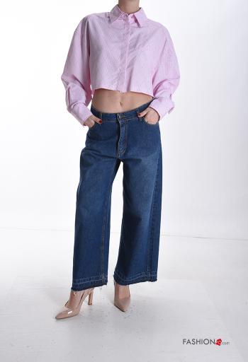 Camicia corto maniche lunghe con colletto con bottoni con strass - ph 5