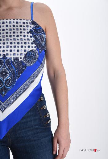 Paisley-print adjustable backless asymmetrical satin Top - ph 4