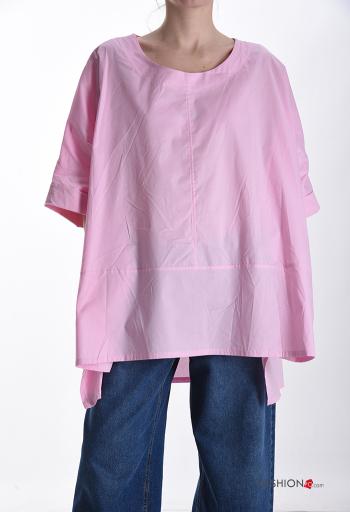 Tunica in Cotone girocollo asimmetrico oversize maniche corte - ph 1