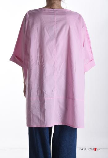 Tunica in Cotone girocollo asimmetrico oversize maniche corte - ph 2