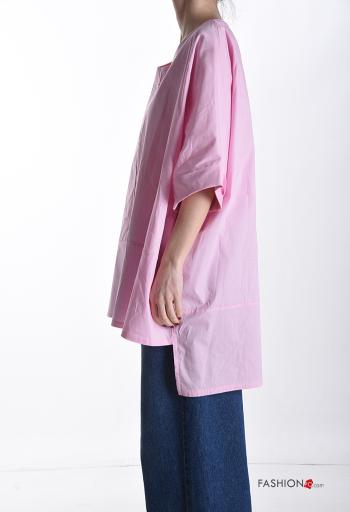 Tunica in Cotone girocollo asimmetrico oversize maniche corte - ph 3