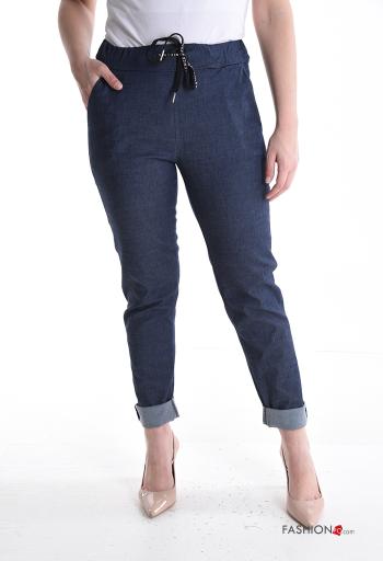 skinny Cotton Trousers with pockets with drawstring